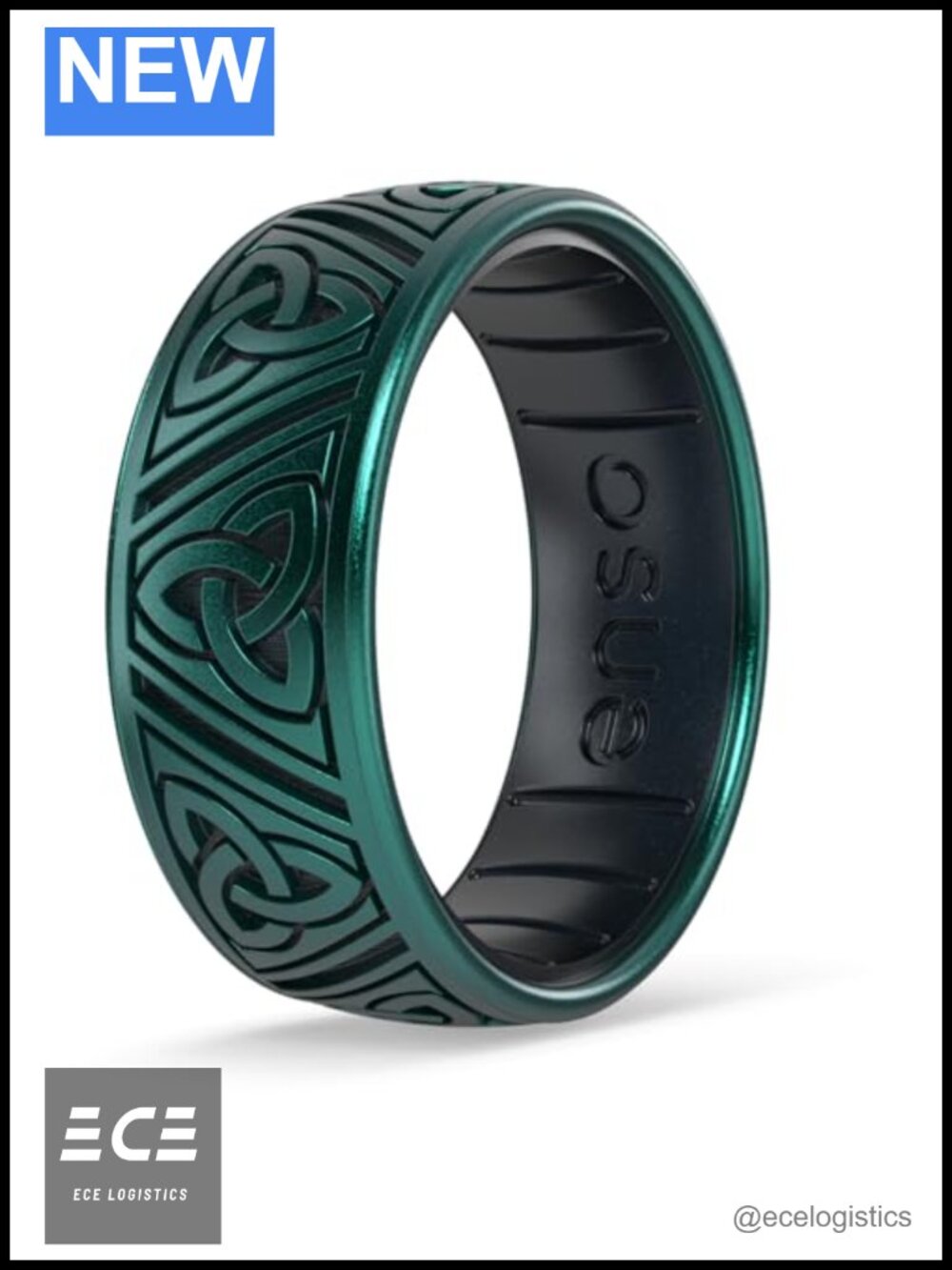 Etched Celtic Silicone Ring Comfortable Flexible Unisex Band